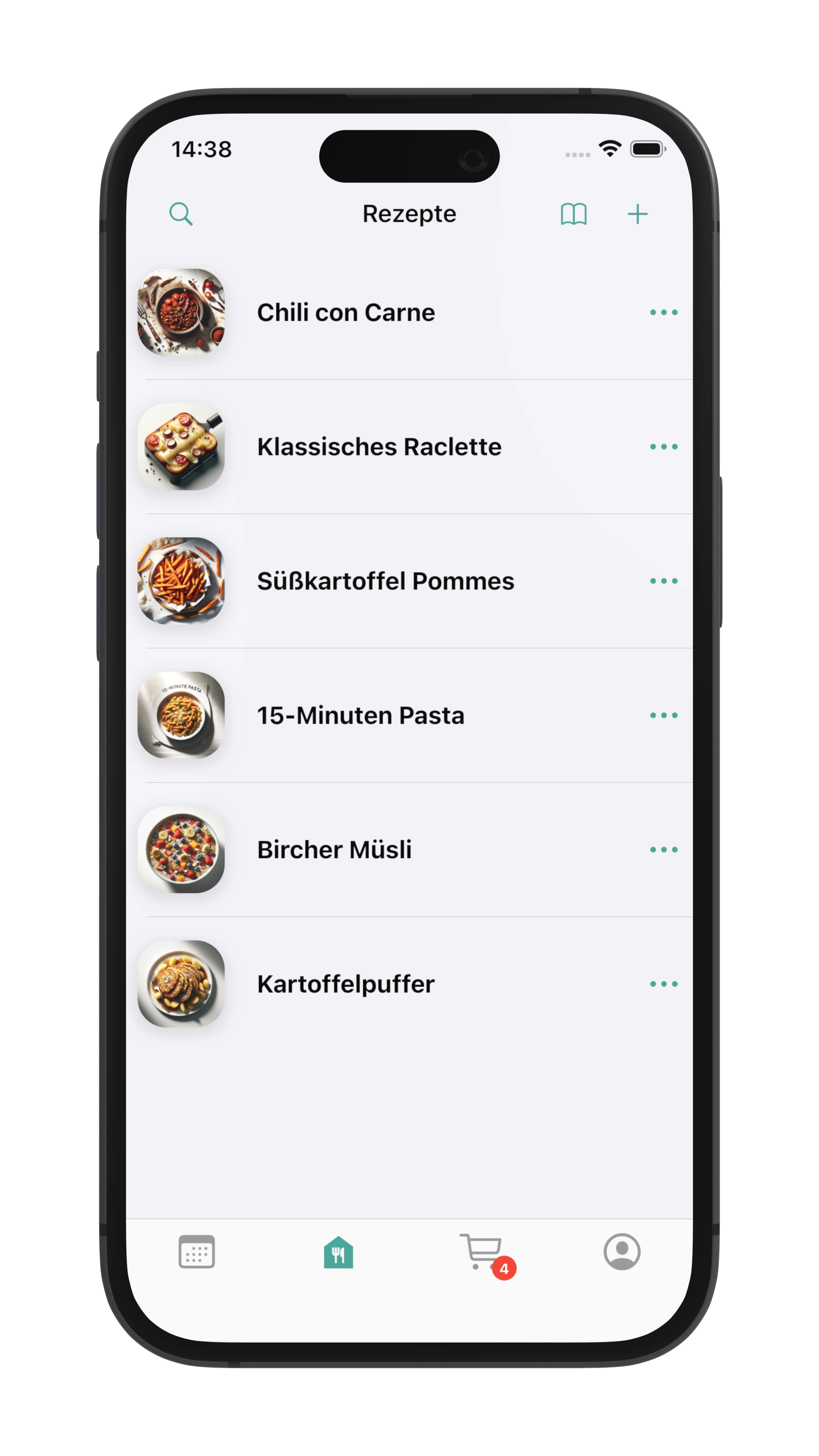 WhatsCook Menüplan Wochenansicht