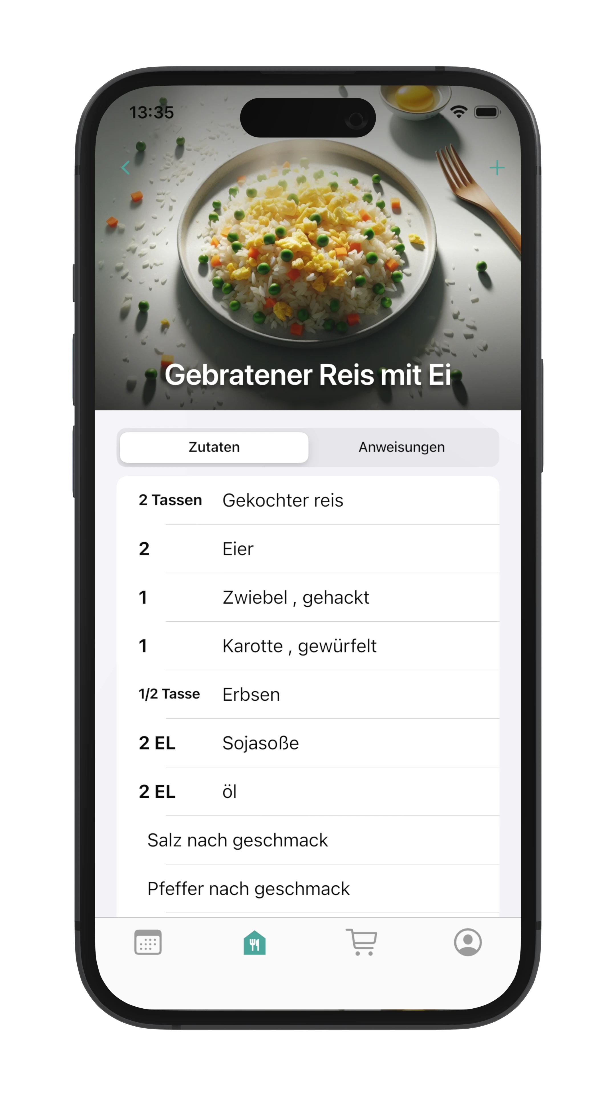 WhatsCook Rezept-Detail mit Zutaten